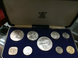 1966 Bahamas 9 Coin Proof Set - some corrosion on coins