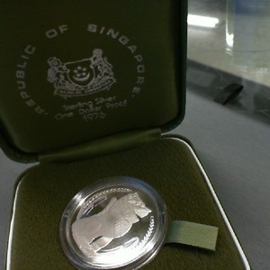 Republic of Singapore Sterling Silver One Dollar Proof 1976 - In Case - 18.05gr