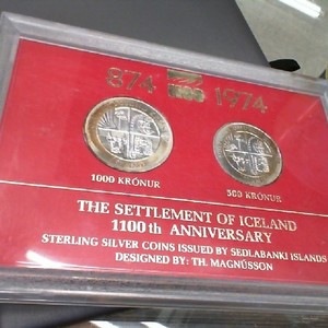 The Settlement of Iceland 1100th Anniversary - Sterling 1000 & 500 Kronur set