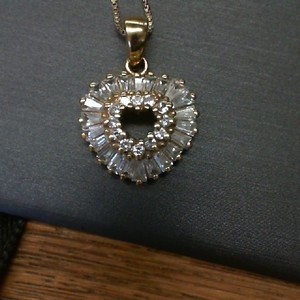 SILVER WITH GOLD PLATING PENDANT - CLEAR BAGUETTES