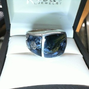 DAVID YURMAN SILVER SIGNET PIETERSITE MEN'S RING SIZE 12