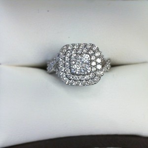   10kt White Gold Square-Shape Cluster Engagement Ring 1.50CTW
