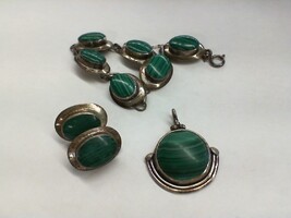 Sterling Silver & Malachite Set