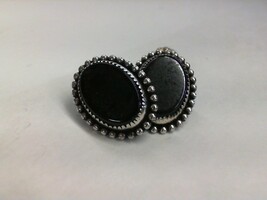 Black Stone Oval Sterling Silver Earrings