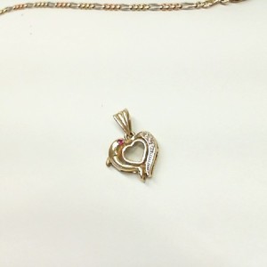  Gold 14kt 3.10gms Pendant Yellow Gold Dolphin Pendant with Ruby Eye