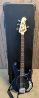 Sterling Blue Sting Ray Bass Guitar In Road Runner Hard Case
