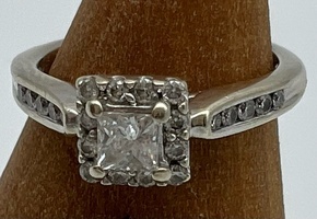 14kt White Gold Ring w/ .30 Emerald Cut Diamond