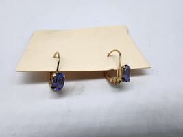 14kt Yellow Gold Earrings w/ Purple Stones