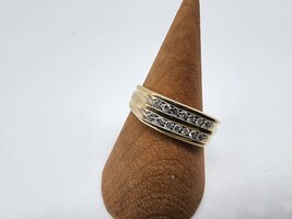10kt Yellow Gold Ring w/ 2 Rows of Clear Stones