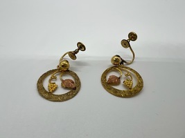 10kt BHG Earrings w/ One Leaf & One Grape Cluster on Each Earring