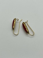18kt Yellow Gold Earrings w/ Red Stone