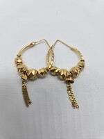 21K YELLOW GOLD HOOP EARRINGS WITH BALLS 5.5