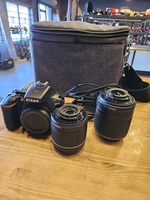 NIKON D3500 WITH 18-55 AND 55-200 LENS, BAG, AND CHARGER