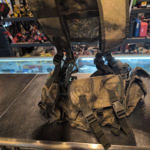 CAMO CHEST VEST RIG WITH BACK AND SIDE POUCHES