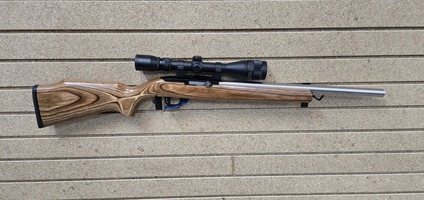RUGER 10/22 WITH VOLQUARTSEN BULL BARREL, TARGET STOCK AND SIMMONS SCOPE
