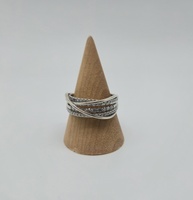 14K WHITE GOLD RING WITH CLUSTER OF DIAMONDS ACROSS 
