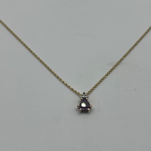 10K YELLOW GOLD ROPE CHAIN WITH PURPLE STONE PENDANT 3.70G