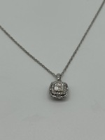 STERLING SILVER NECKLACE WITH DIAMOND CHIP PENDANT 2.2G