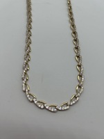 STERLING SILVER GOLD PLATED NECKLACE WITH SMALL CZ STONES ALL AROUND 