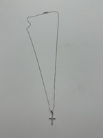  10K W/G NECKLACEW/ CRUCIFIX W/ DIA CHIPS 