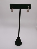 10K WHITE GOLD EARRINGS W/ DIAMOND CHIPS