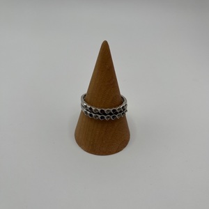 10K / WHITE GOLD / PAIR OF RINGS WITH SMALL DIAMONDS EMERALDS AND RUBIES NA