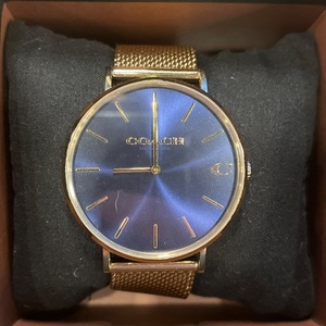 COACH / CHARLES / 41MM GOLD BRACELET NAVY BLUE FACE
