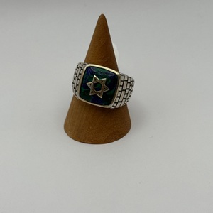  SIZE 12.5 Ring SILVER RING WITH BLUE GREEN STONE 