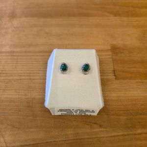 STERLING SILVER GREEN EARRING SET