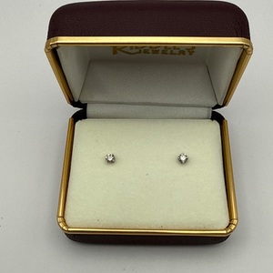 14K WHITE GOLD EARRINGS .5G WITH .12 DIAMONDS ON EACH