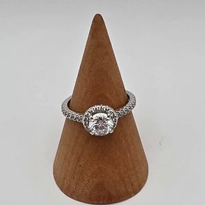 STERLING SILVER RING WITH 1CT CZ RD STONE