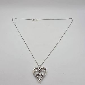 NECKLACE WITH HEART INSIDE OF HEART PENDENT size 18"