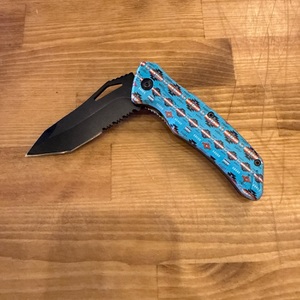 FLIP KNIFE WITH BLUE PENDLETON DESIGN