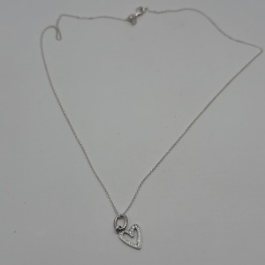 20'' 3.00gms Necklace .925 PANDORA NECKLACE WITH CZ STONES IN HEART PENDANT