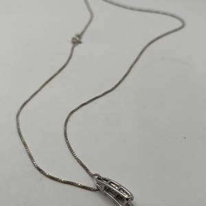 18" Sterling Silver Necklace with Faux Diamond Pendant