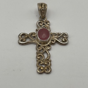 Sterling Silver Cross with Gem