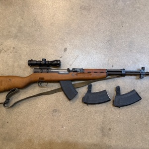 YUGO 7.62X39 SKS RIFLE WITH SCOPE THREE MAGS 