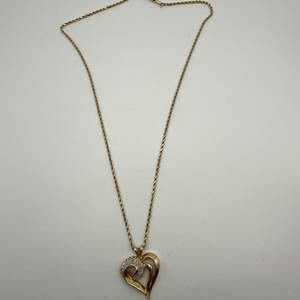 18'' Gold 14kt 10.60gms HEART PENDENT AND ROPE CHAIN 