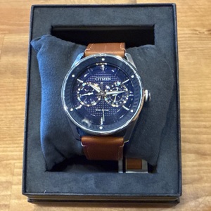 BLUE FACE LEATHER BAND CITIZEN WATCH 8725-S111901