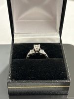  White Platinum Princess Cut Lady's Diamond Ring 