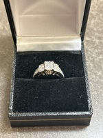  White Gold Radiant & Princess Cut Diamond Engagement Ring 