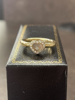 Vintage Chopard Happy Diamonds Floating Diamond Heart Ladies Ring 18K 15 Diamond