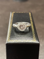 Vintage Chopard Happy Diamonds Floating Diamond Heart Ladies Ring 18K Size 5