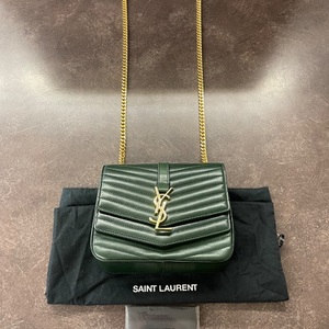Saint Laurent Sulpice Small 19cmX15cmX6cm Good Condition Dark Green Goldtone