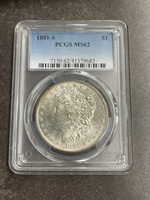 1881-S U.S.A. Silver Morgan Dollar PCGS NS 62