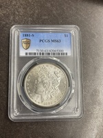 1881-S U.S.A. Silver Morgan Dollar PCGS MS 63