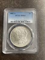 1882-S U.S.A. Silver Morgan Dollar PCGS MS 61