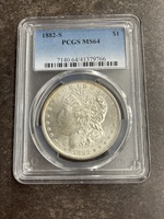 1882-S U.S.A. Silver Morgan Dollar PCGS MS 64
