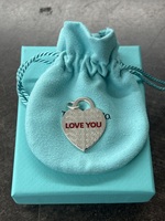 Tiffany & Co Red Enamel I Love You Heart Pendant Large