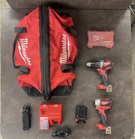 Milwaukee 2850-20 & 2902-20 Combo Kit with Charger, Battery, Bag, and Drive Tips